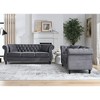 3-Seater + 2-Seater Velvet Chesterfield Sofa with Nailhead Trim and 4 Pillows for Living Room, Bedroom - 2 of 4