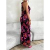 Clotth Women's V-Neck Floral Print Mesh Halter Maxi Dress with Cowl Neck and Tie Backless Design - Elegant Party Wear, Floral - 4 of 4