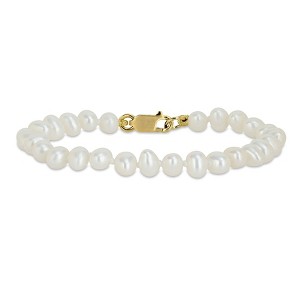EVERLY JEWELRY | 14K Yellow Gold 3-4mm Cultured Freshwater Pearl Bracelet, 5 inch - 1 of 4