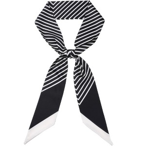 INSPIRE CHIC Women's Striped Print Skinny Long Satin Silky Ribbon Neck Scarves 1Pc - 1 of 4