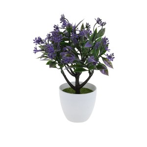 Unique Bargains Artificial Plants Coin Chrysanthemum with Round Pot Plastic 3.15"x3.15"x9.45" 1 Pc - 1 of 4