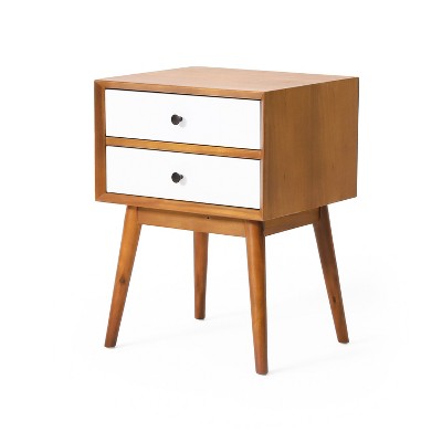 NicBex 2 Drawers Nightstand,Bedside Table with Round Knobs,Modern Side Table for Bedroom