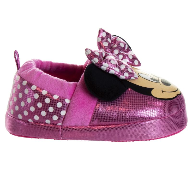 Disney Kids Girl's Minnie Mouse Slippers - Plush Lightweight Warm Comfort Soft Aline House Slippers - Pink Bow Minnie (size 5-12 Toddler/Little Kid), 4 of 9