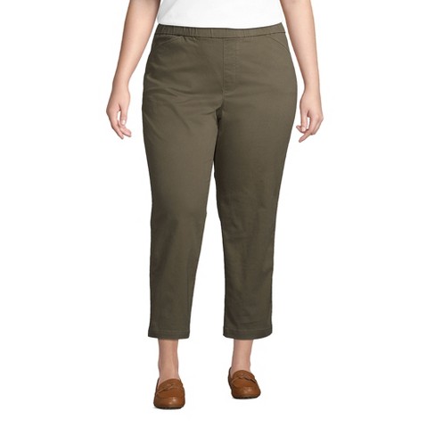 Lands' End Women's Plus Size Mid Rise Pull On Chino Crop Pants - 20w ...