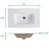 Vynxaria 30" Gloss White One-Piece Ceramic Bathroom Sink Integrated Basin - 4 of 4