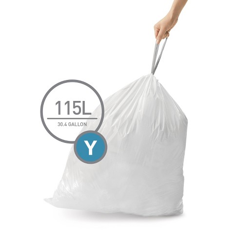 Simplehuman 45l 100ct Code M Custom Fit Trash Bags Liner White : Target
