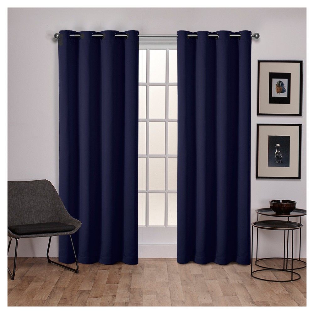 Photos - Curtains & Drapes Set of 2  Sateen Twill Weave Insulated Blackout Grommet Top Wind(108"x52")