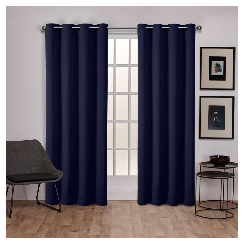 Set of 2 Sateen Twill Weave Insulated Blackout Grommet Top Window Curtain Panels - Exclusive Home, 1 of 13