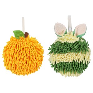 REGALWOVEN 2 Pcs Comfortable Soft Absorbent Chenille Ball Fuzzy Hand Towels - 1 of 4