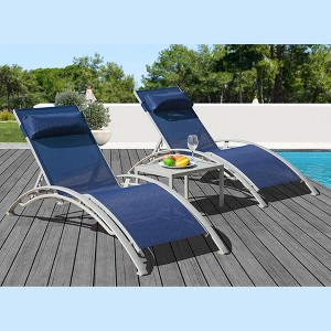 Moda Furnishings Adjustable Aluminum Outdoor Chaise Lounge Chairs with Metal Side Table, All Weather for Deck , Lawn, Poolside and Backyard - 1 of 4