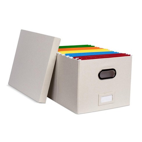 1-Pack Collapsible File Storage Organizer with Lid - Cream