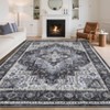 Washable Vintage Medallion Rug Non Slip Low Pile Rug Soft Retro Floor Cover Foldable Indoor Carpet for Living Room Bedroom Home Office - 3 of 4