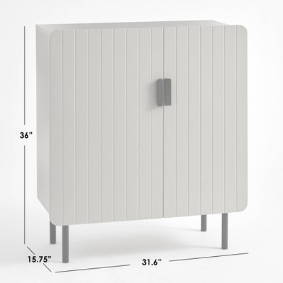 Fulton Blue MDF Channel Front Sideboard Buffet with Black Metal Legs