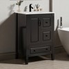 Mshliw 24" Freestanding Bathroom Vanity with Ceramic Sink, 1 Soft-Closing Door & 3 Drawers, Retro Metal Handles, MDF Cabinet - 2 of 4