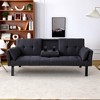 GDFStudio Saxton 70" Multi-functional Linen Sofa Bed with Cup Holder and Side Storage - 2 of 4