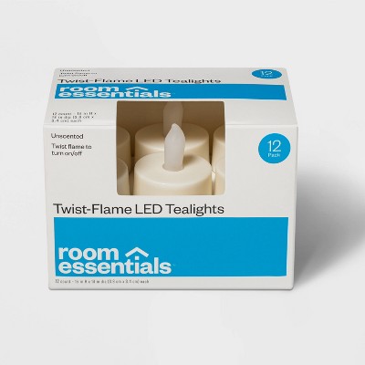 12ct Twist-Flame LED Tealight Candles (Cream) - Room Essentials&#8482;: Battery-Operated, Flickering, Plastic