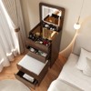 TiramisuBest 3 in 1 Vanity Desk Flip Top Mirror Glass Desktop 3 Drawers Cushioned Stool Bedroom - 2 of 4
