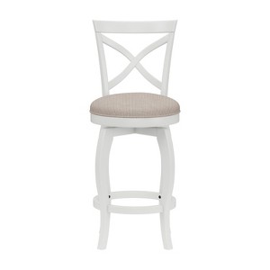Hillsdale Furniture 25" Ellendale Wood Counter Height Barstool White: Nautical Style, Matte Finish, Polyester Upholstery - 1 of 4