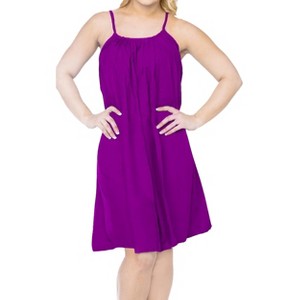 LA LEELA Women's Vacay Holiday Beach Summer Beachwear Sleeveless Casual Dress Spaghetti Strap Sleepwear Slip Chemise - 1 of 3
