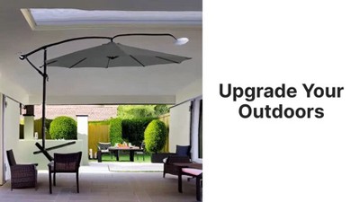 Charcoal Gray 11.5-Foot Offset Patio Umbrella with Aluminum Pole