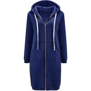 Haute Edition | Women's Tunic Long Length Full Zip Hooded Sweatshirt Hoodie - 1 of 3