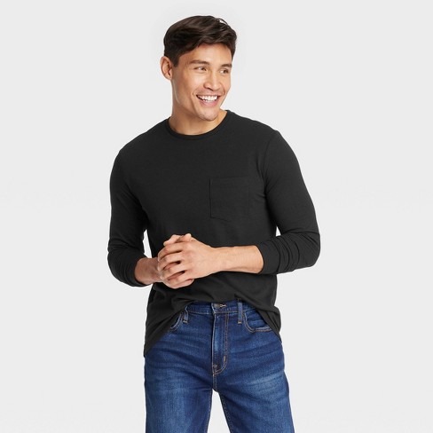Men's Standard Fit Long Sleeve T-Shirt - Goodfellow & Co™ Black S