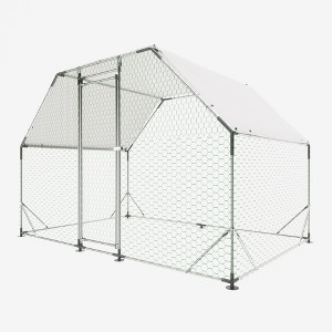 Large Metal Chicken Coop Chicken Run With Waterproof Cover, Outdoor Walk-in Poultry Cage, Duck Rabbit Enclosure Pen For Yard, Farm, Backyard - 1 of 4
