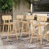 Set of 4 Rubberwood Bar Stools with Rattan Backrest,Indoor Curved Wood Seat Barstools,Counter Height Chairs for Home Bar-Cuddlewood - 3 of 4