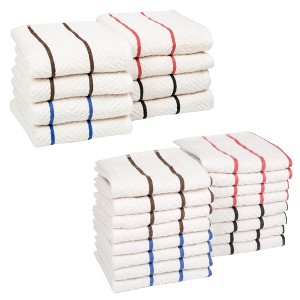 100% Combed Cotton Dish Cloths Pack – Absorbent Chevron Weave Kitchen Dishtowels, Cleaning Drying by Lavish Home (24 Pack, Multiple Colors) - 1 of 4
