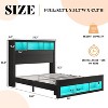 AMERLIFE Bed Frame with Drawers, LED, Bookcase Headboard, Charging, Shelves - 2 of 4