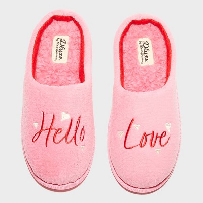 dluxe by dearfoams Women's Hello Love Slide Slippers - Pink