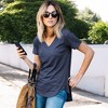 Amaryllis Women's Short-Sleeve Casual V-Neck High-Low Hem Tee Soft Lightweight Comfortable - 2 of 3