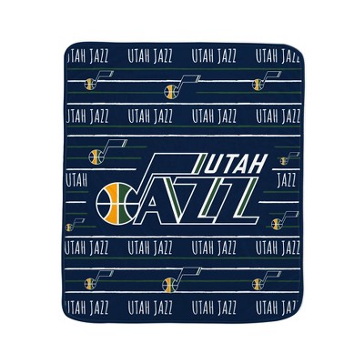 NBA Utah Jazz Logo Stripe Binding Edge Flannel Fleece Blanket