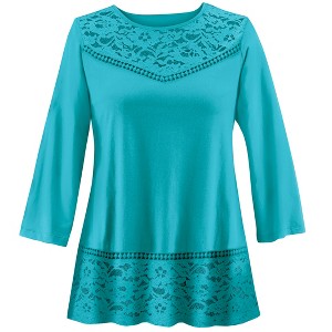 Collections Etc Lace Bodice & Hem Tunic - 1 of 4