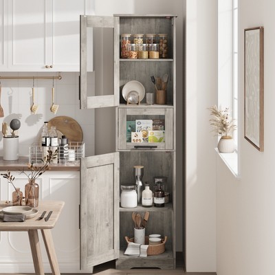 Storage Cabinets 170cm, Hochschrank mit 2 Türen, Verstellbarer Ablage& 1 Schublade