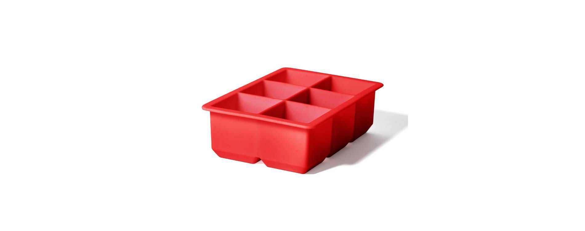 Houdini Silicone Ice Tray Red: Reusable 6-Cavity Ice Mold, Dishwasher-Safe, 590ml Capacity
