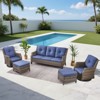 Bestier Patio Furniture Set with Swivel Chairs, Wicker Rattan Sofa Chairs with Cushion and 2 Ottoman, Outdoor Conversation Set for Backyard, Blue - 2 of 4