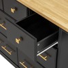 Kumasinova 51" Kitchen Cart with 6 Drawers,Rolling Cart with Drop Leaf&Power Outlet,Kitchen Island with Trash Can Storage&5 Open Shelves for Dining - 3 of 4