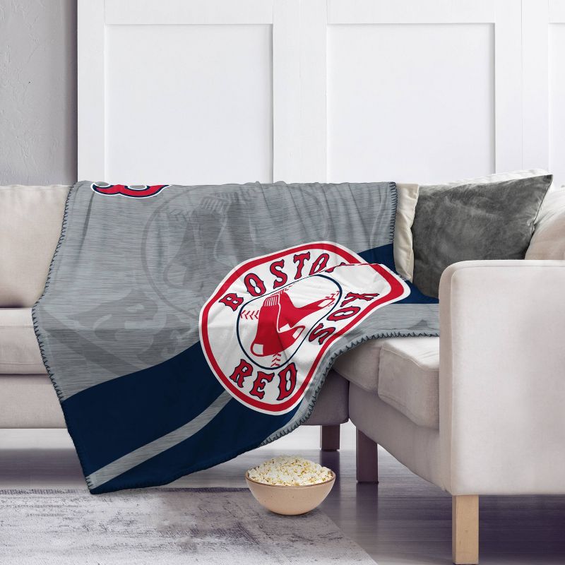 MLB Boston Red Sox Corner Logo Faux Shearling Blanket, 2 of 4