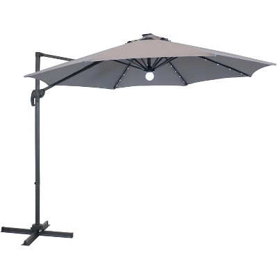 Offset Solar Led Lighted Patio Umbrella Gray Sunnydaze Decor Target