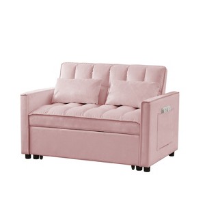 TIRAMISUBEST 3-IN-1 Convertible Velvet Loveseat Sofa Bed with 3 Adjustable Positions–Stylish Sofa Bed for Small Spaces - 1 of 4