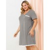 Women's Plus Size Pajamas Polka Dots  Lace Trim V Neck Short Sleeve Lounge Midi Nightgowns with Pocket - Agnes Orinda - 4 of 4