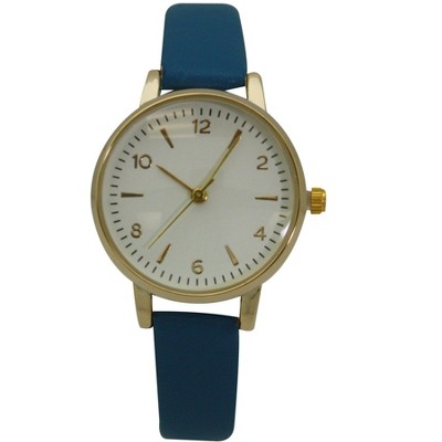 OLIVIA PRATT SMALL FACE AND GOLD DETAIL LEATHER STRAP WATCH