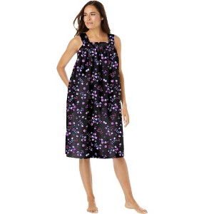 Dreams & Co. Plus Size Print Sleeveless Square Neck Lounger - 1 of 2