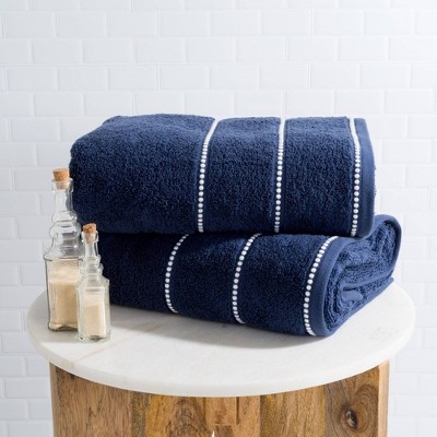 Navy blue and white bath deals towels