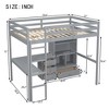 Full Size Loft Bed with Desk, Storage Shelves, Drawers, Guardrail and Built-in Ladder - 2 of 4