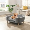 30" Elevated Small Dog Bed Frame with Corduroy Cushion,Modern Pet Sofa With Wooden Legs for Dogs-LAOTIES - 2 of 4