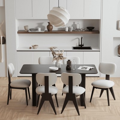 Lirago Solid Wood 67'' Rectangular Dining Table for 6 People Nordic Style Black