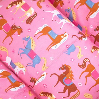 Pink Horses Microfiber Kids Pillow Lounger