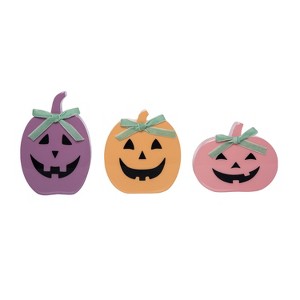 Transpac MDF Epoxy Jack-O-Lantern Set of 3 Decorative Sculptures for Halloween Indoor Black Tabletop Decor Gifts - 1 of 1